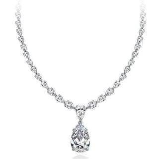 Teardrop Necklace with 20-Carat Pear-Shaped Lab-Created Sapphire in Sterling Silver