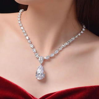 Teardrop Necklace with 20-Carat Pear-Shaped Lab-Created Sapphire in Sterling Silver