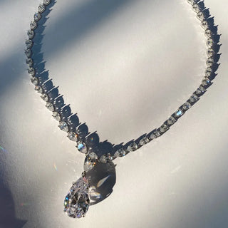 Teardrop Necklace with 20-Carat Pear-Shaped Lab-Created Sapphire in Sterling Silver