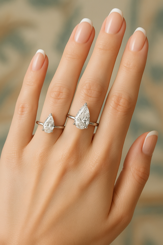 PEAR CUT LAB DIAMOND CLASSIC SOLITAIRE RING 18K GOLD