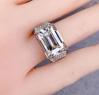 Emerald-cut Moissanite Midnight Vow Ring in 925 sterling silver with prong setting