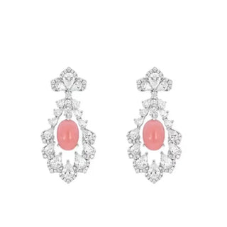 Pink Blossom Floral Earrings – Sterling silver floral earrings with soft pink coral, capturing the elegance of blooming petals.
