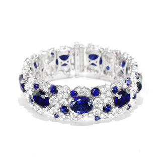 Sapphire Mist Bangle - Sterling Silver Bangle with Lab-Created Sapphires for Women