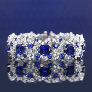 Sapphire Mist Bangle - Sterling Silver Bangle with Lab-Created Sapphires for Women