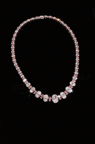 Rose Rhythm Necklace with Lab-Created White Sapphires in Sterling Silver and Platinum Plating

