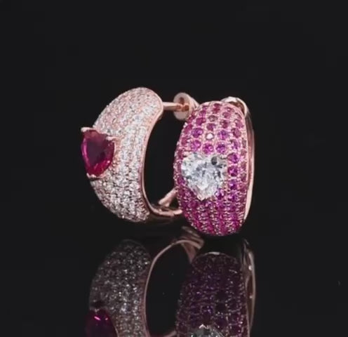 Blush Dahlia Earrings – Sterling silver earrings with ruby and lab-created sapphires, capturing the elegance of a blooming dahlia with vibrant colour and shimmer.